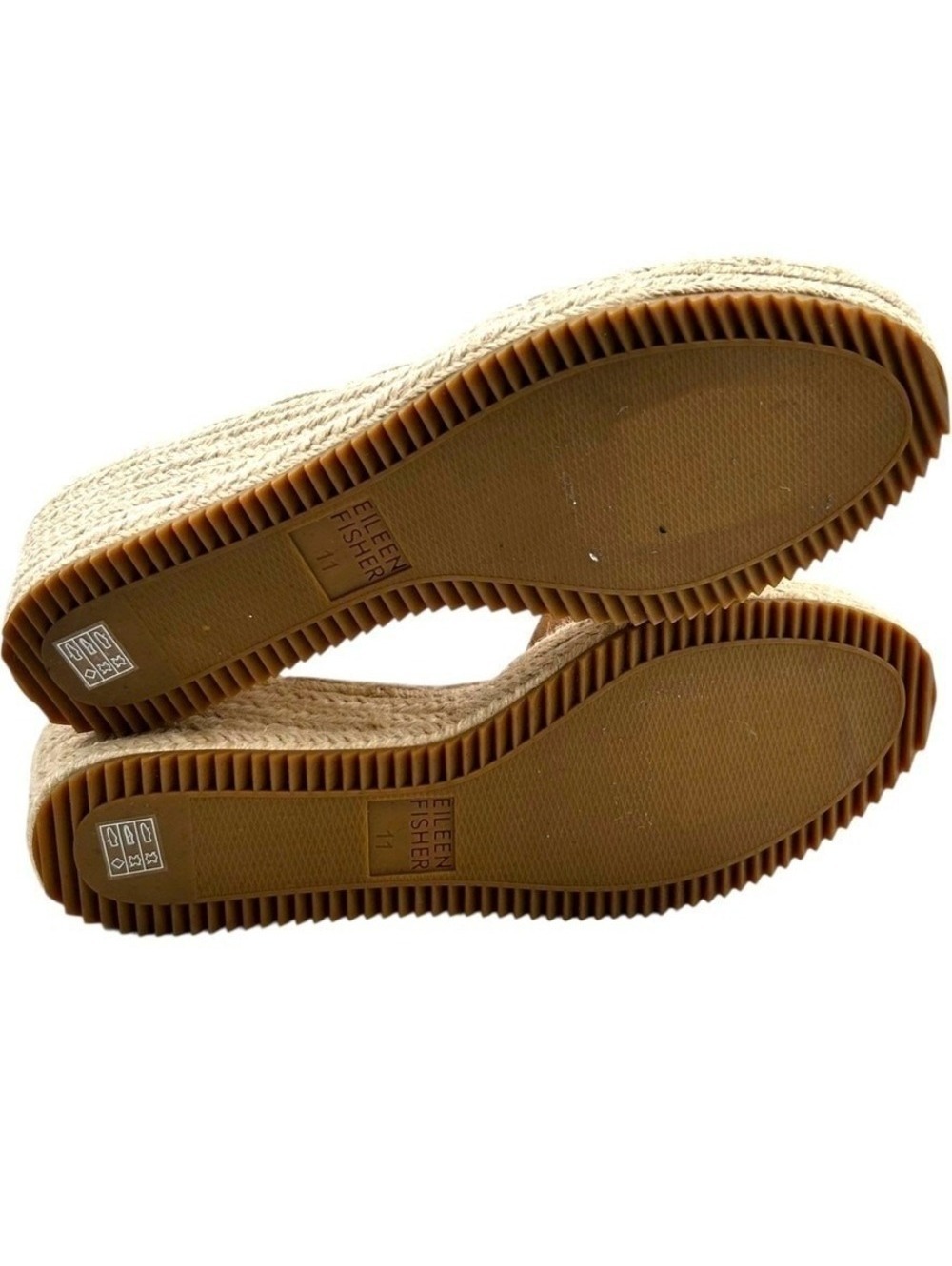 Eileen Fisher Tan Leather Espadrille Wedge Sandals Ankle Strap Womens Size 11 - Picture 9 of 10